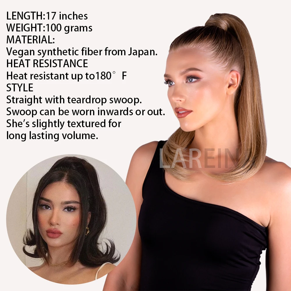 Synthetic Bounce Wrap Around Ponytai 18Inch Straight Hairpiece With Clip In Hair Drawstring Ponytail Hair Extension