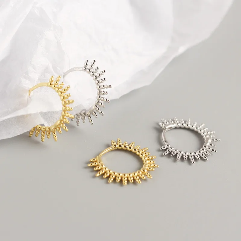 ying Vahine 100% 925 Sterling Silver Small Beads Geometric Round Hoop Earrings for Women image 6