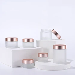 10pcs/lot 5-50ml Rosepink lid Frosted Glass Face/Hand Cream Mask Lotion Jar Pots Bottle Refillable Container  Cosmetic Skincare