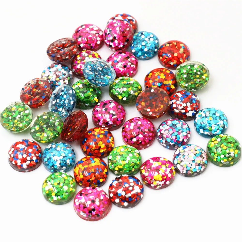 New Fashion 40pcs 8mm 10mm 12mm Mix Colors Flat back Resin Cabochons Cameo