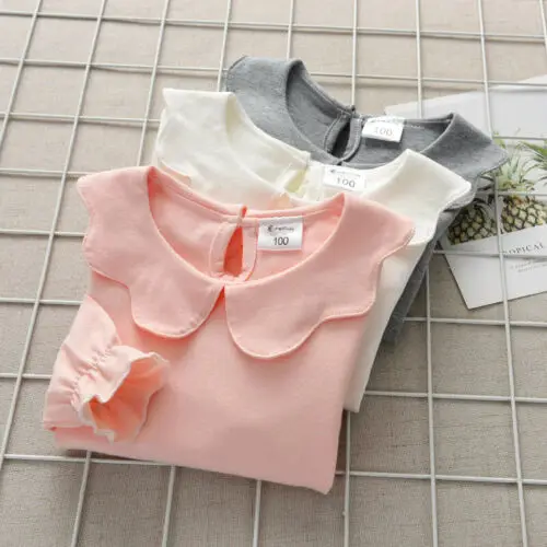 Toddler Kid Baby Girl Collar T shirt top Bowknot manica lunga Bottoming Tee camicetta abbigliamento Casual