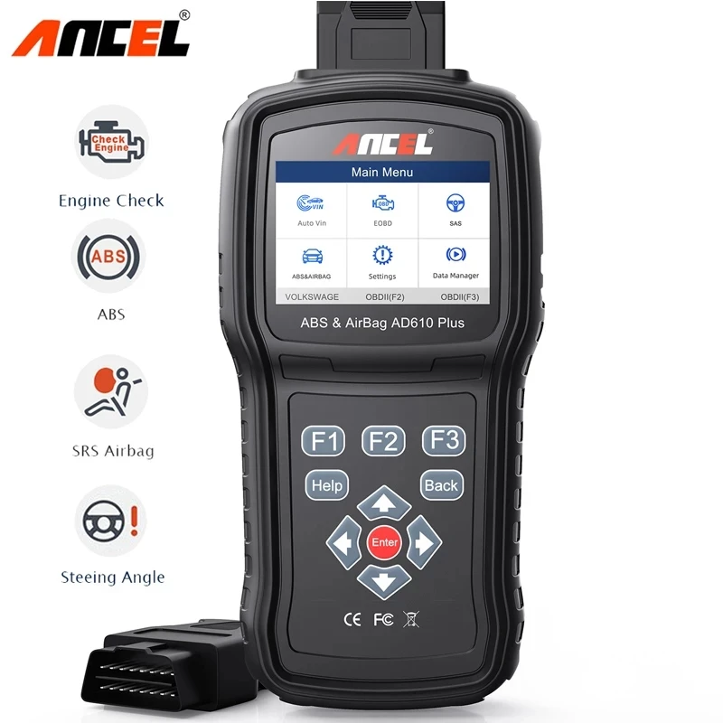 Ancel AD610 Plus OBD2 Scanner ABS SRS Airabg Reset Auto Scan Tool Automotive Check Engine Code Reader OBD 2 Car Diagnostic Tools