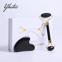 Set de Rodillo y Gua Sha de Obsidiana Natural