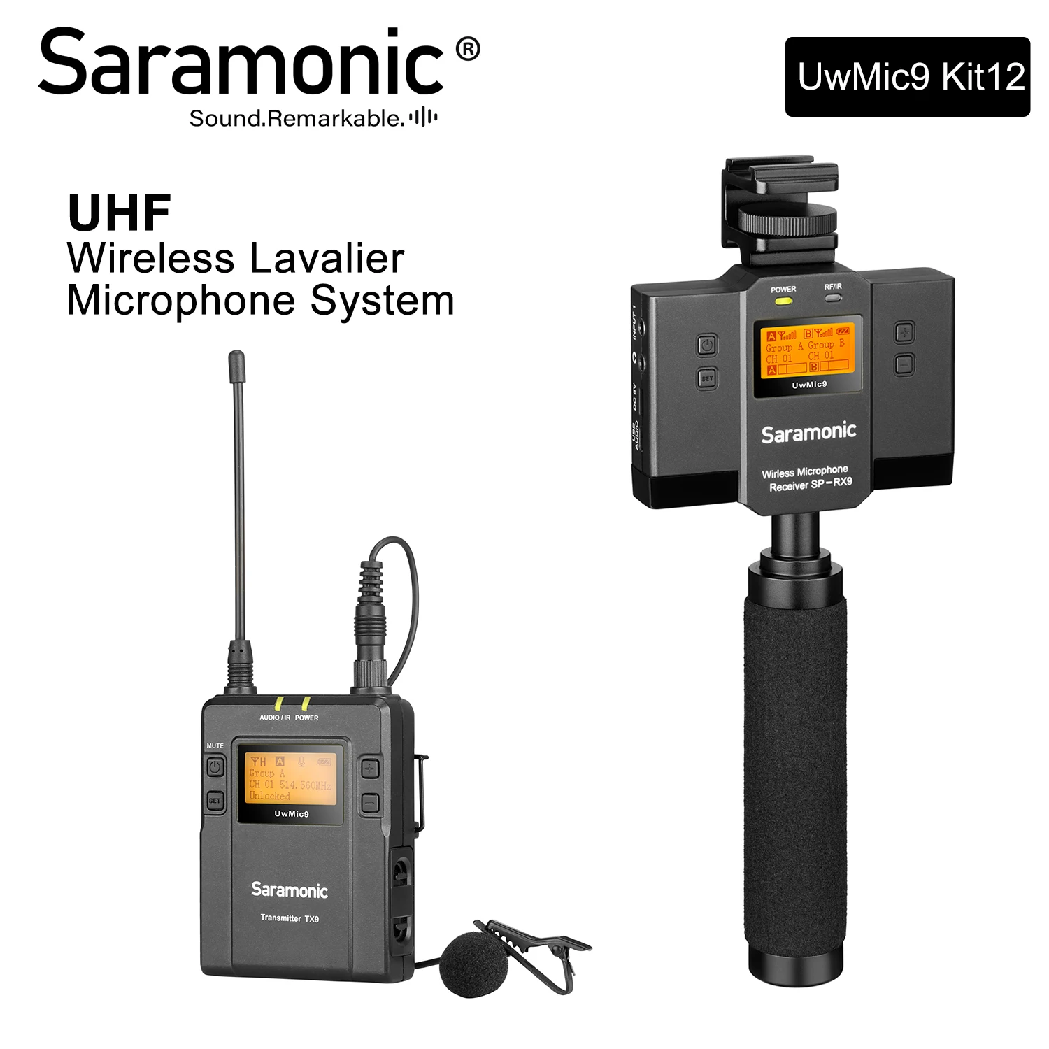 Saramonic UwMic9 SP-RX9+TX9 Wireless Lavalier Mic w/Dual-Rec & Mixer for iPhone & Android Smartphones