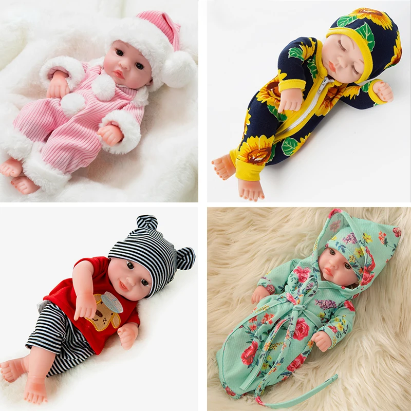 25cm Reborn Doll Sleep Comfort Simulation Glue Reborn Doll Toy Boys Girls Birthday Gift Open Eyes Close Eyes Baby Companion Toy