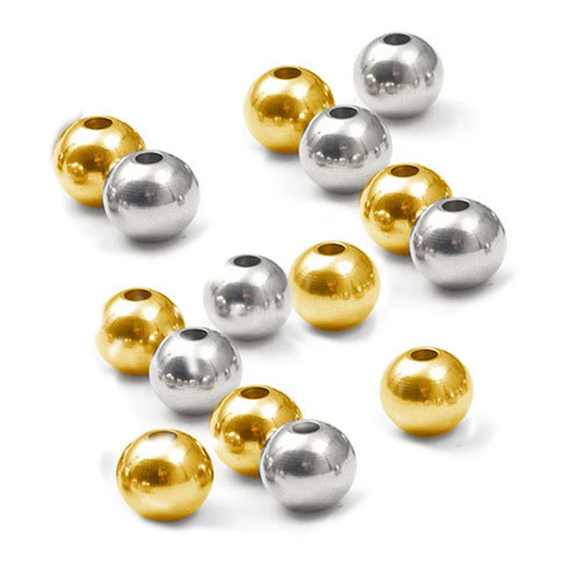 100pcs Stainless Steel Gold Color Spacer Beads Loose Beads for Jewelry Making Diy Bracelets Necklace Beads Accessories Supplies
