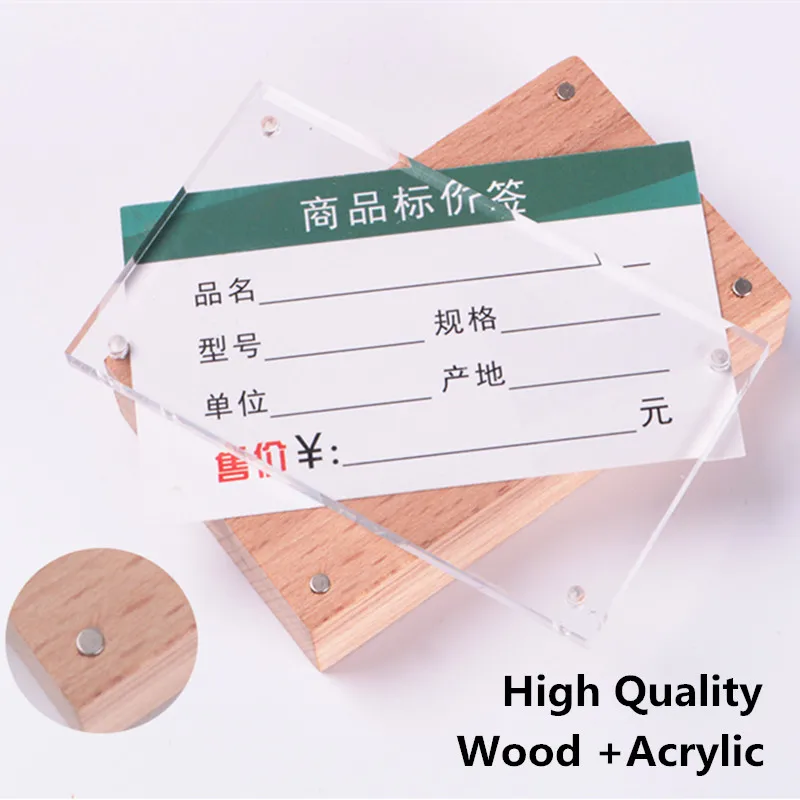 120X80mm Slant Back Restaurant Wood Acrylic Sign Holder Display Stand Table Menu Price Label Paper Card Tags