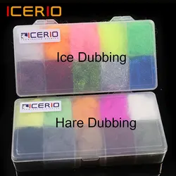 ICERIO10 Colors Dub Kit-Ice Dub/Hare Dub Set Synthetic Fiber Fly Tying Material For Tying Czech scud Nymphs Streamers Fly Lures