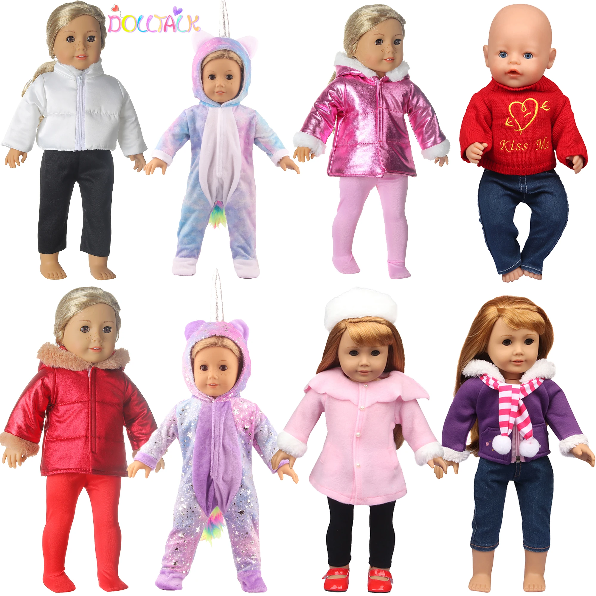 Winter American 18 Inch Girl Doll Clothes Jacket + Leggings Doll Clothes For 43cm Baby New Born Doll Clothes Suit Reborn Doll