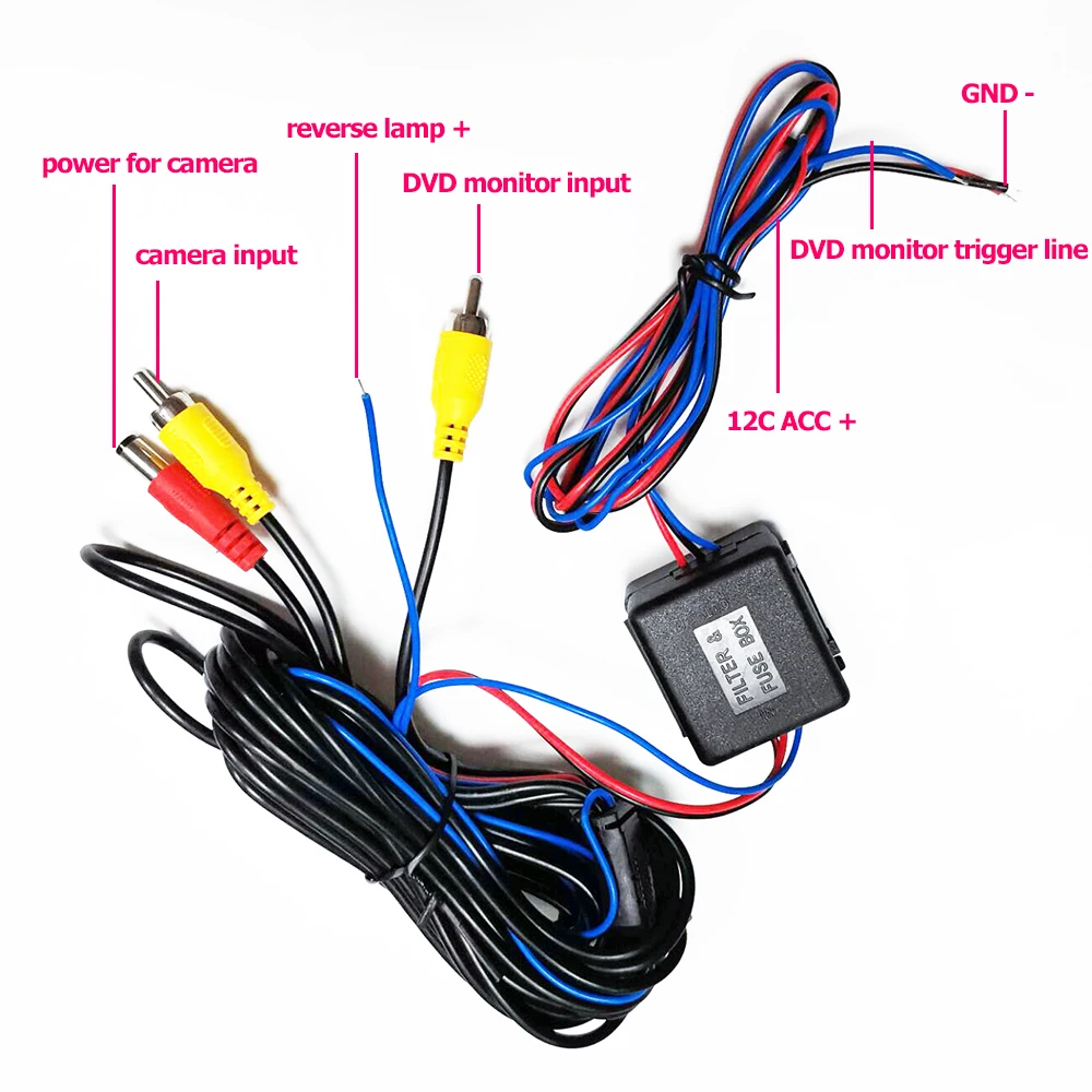 Car Rear View Camera Video & Power Wires Cables Stabilized Relay Capacitor LMZ Filter for VW AUDI BMW Cadillac Cars