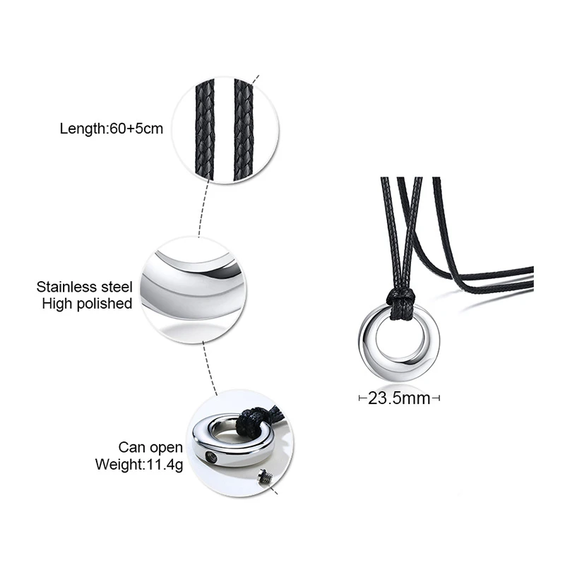 Vnox Free Customize Hollow Circle of Life Necklace Women Men Stainless Steel Screw Eternity Urn Pendant Memorial Ashes Holder - Image 4