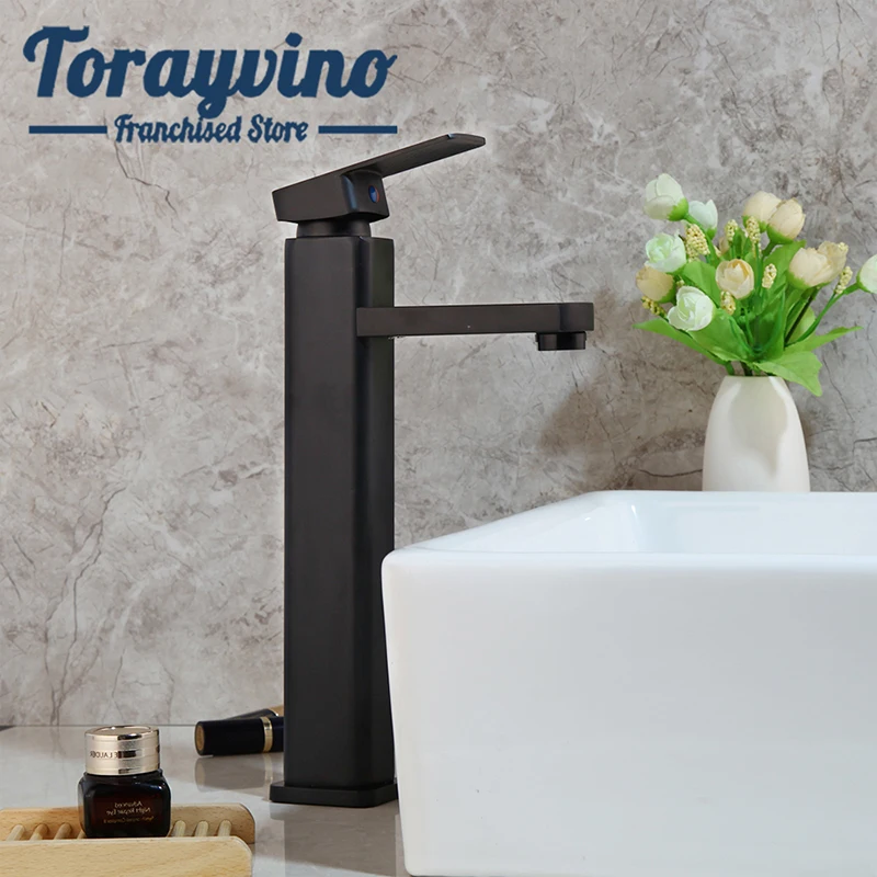 

Torayvino bathroom basin taps torneiras para banheiro chrome brass faucets black counter Lengthen taps hot cold sink mixer taps