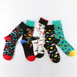 Novelty Funny Flamingo Ladybug Printed Men's Socks New  Autumn Winter Happy Socks Casual Harajuku Combed Cotton Calcetines