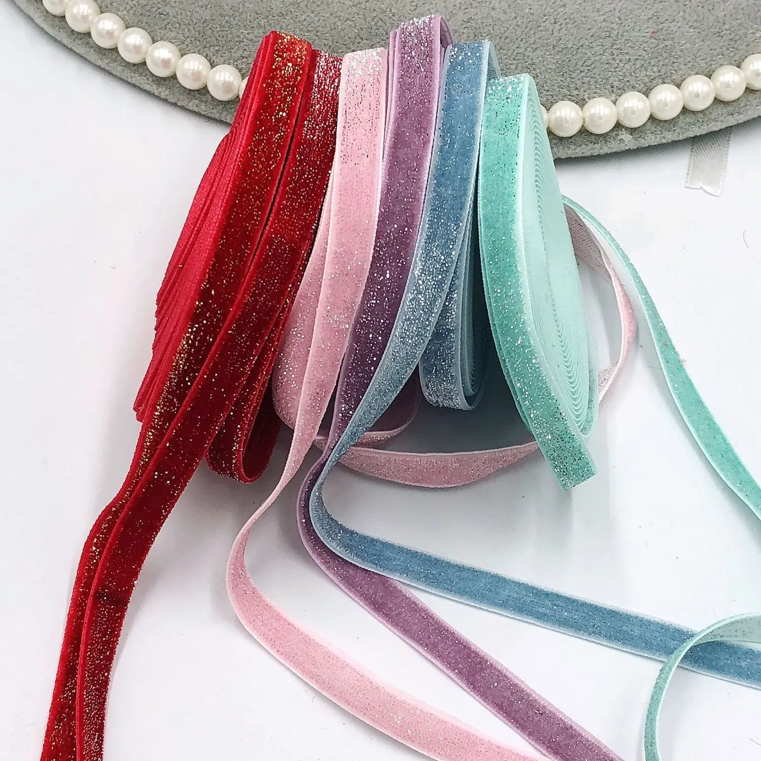 5meter/lot  10mm 25mm 38mm Width Glitter Velvet Ribbon Webbing Strap For Strap Gift Deco Hairbow Handmade