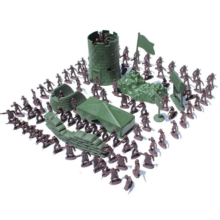 100pcs Painted Army Combat Game Toys Soldier Figures Set Kids Collections