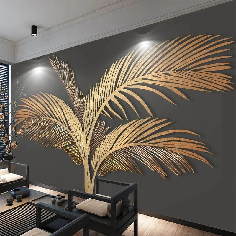 

Custom 3D Wall Mural Modern Light Luxury Abstract Plant Leaf Photo Wallpaper Living Room TV Sofa Bedroom Papel De Parede Fresco