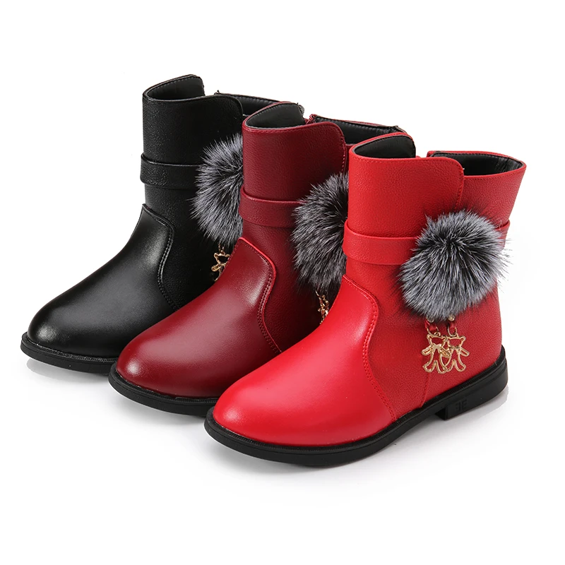 Girl's Boots in Autumn Winter 2020 New Han Edition Princess Girl Add Wool Cotton Boots Children Shoes