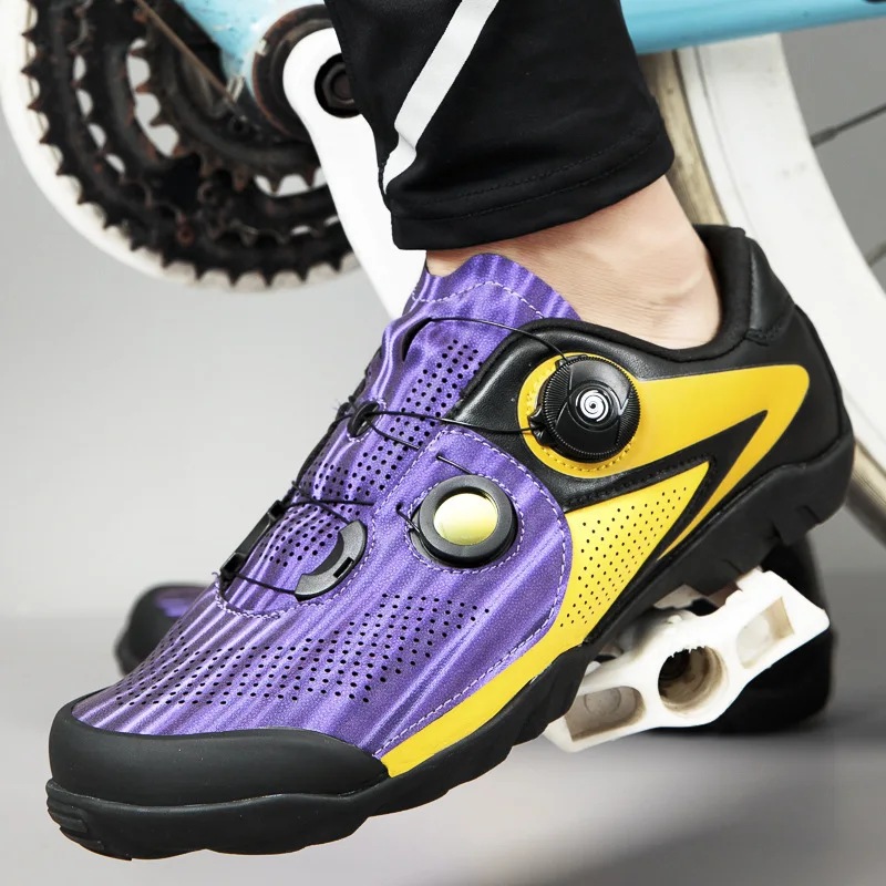 

New style mirror couple lockless cycling shoes, comfortable and breathable mountain bike men's and women's non-slip shoes