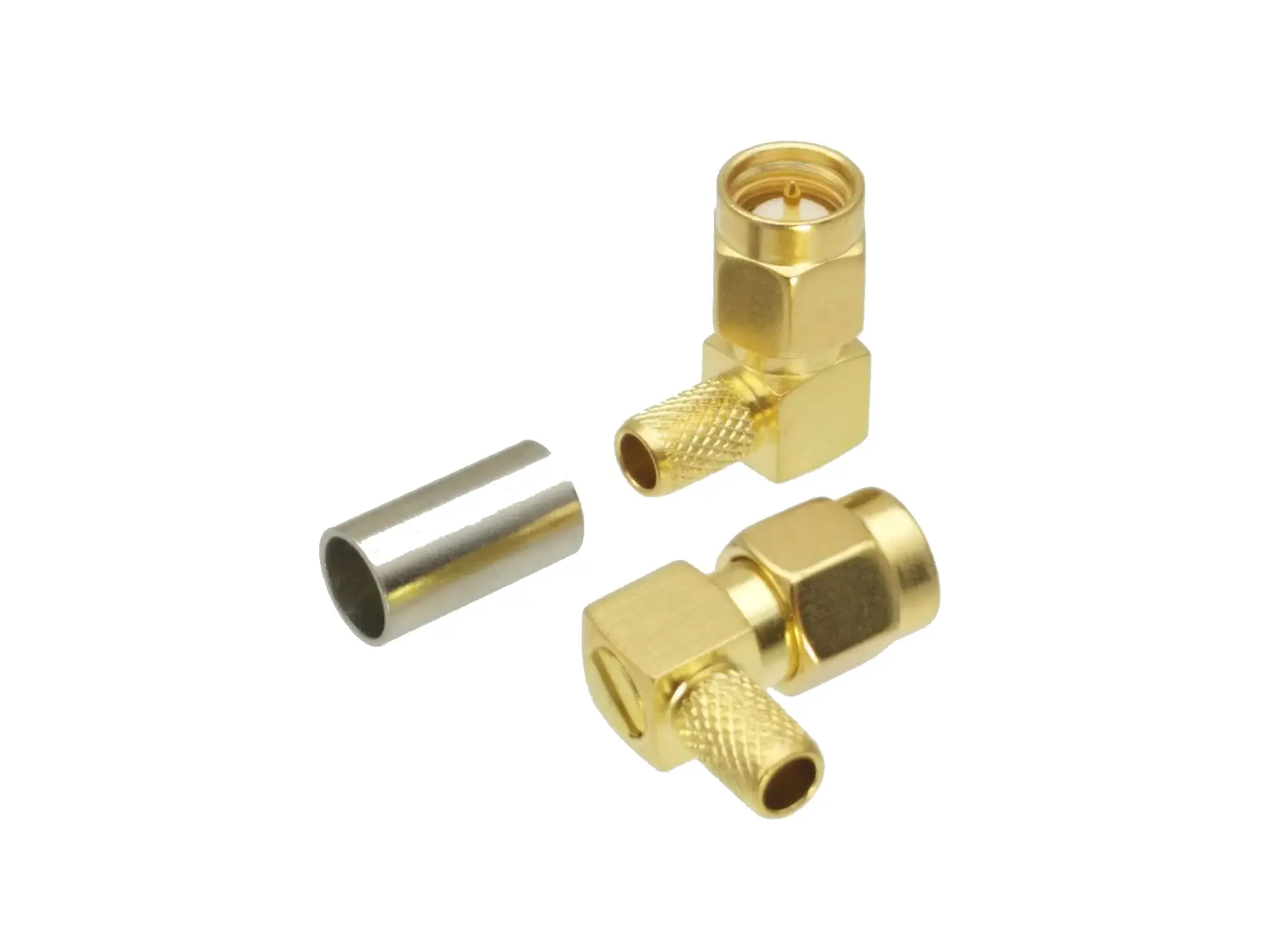 1Pcs Connector SMA male plug Right angle crimp RG58 RG142 LMR195 RG400 cable RF Coaxial