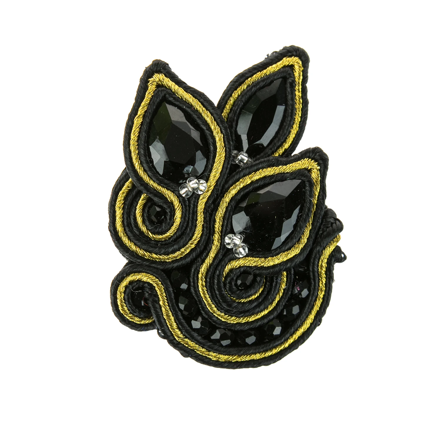 KpacoTa Soutache Jewelry Women\'s brooch High-grade handmade Lapel pins triangle rhinestone Badge Shawl Accessories friends gift
