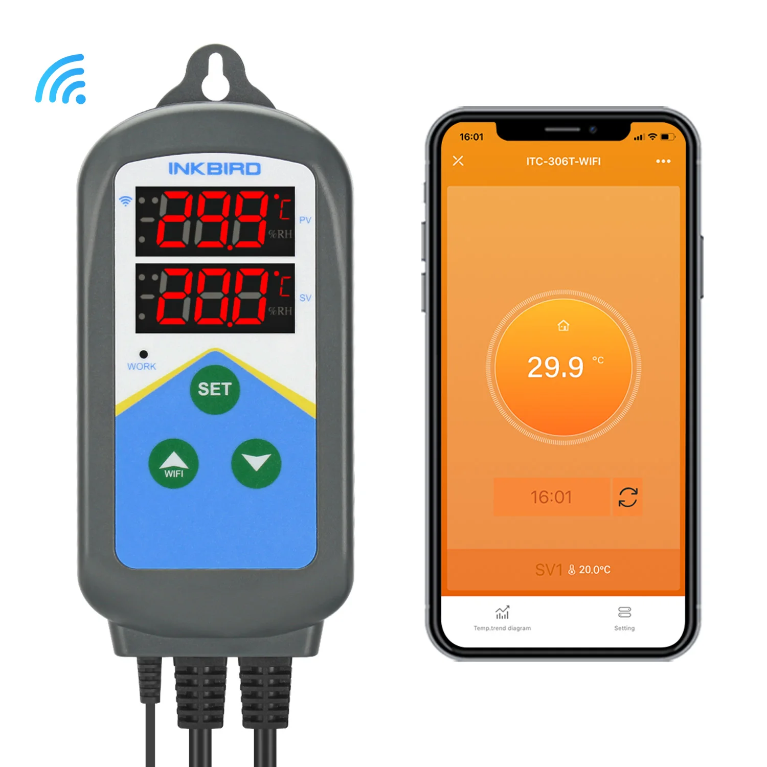 INKBIRD WIFI termoregulator ITC-306T-WIFI 24 godziny cyklu timera termostat podwójnego ogrzewania wyjście na dzień i na noc regulator temperatury