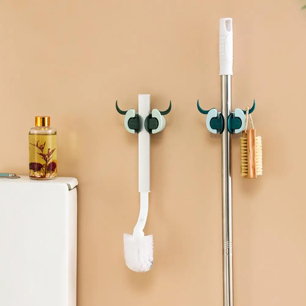 Horn Design Mop Rack Stable ABS Laundry Room Mop Holder Hook for Balcony