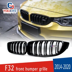 For BMW F32 F33 F36 Front Bumper Kidney Grille Mesh M3 F80 M4 F82 F83 4 Series Coupe Sedan Gloss Black Grill