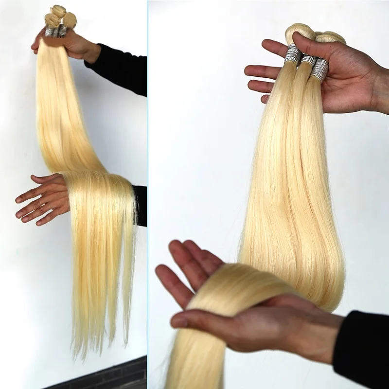 613 Blonde Straight Hair Bundles 1/3 Pcs Brazilian Hair Weave Bundles 26 28 30 Inch Human Hair Bundles Remy Colored Hair Bundles