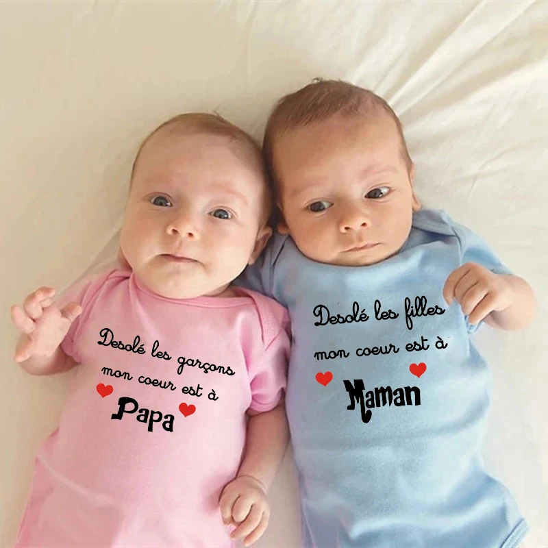 Sorry Girls Boys My Heart Is Mom or Dad Newborn Baby Bodysuits Clothes Funny Cotton Toddler Infant Jumpsuit Rompers Ropa Outfits