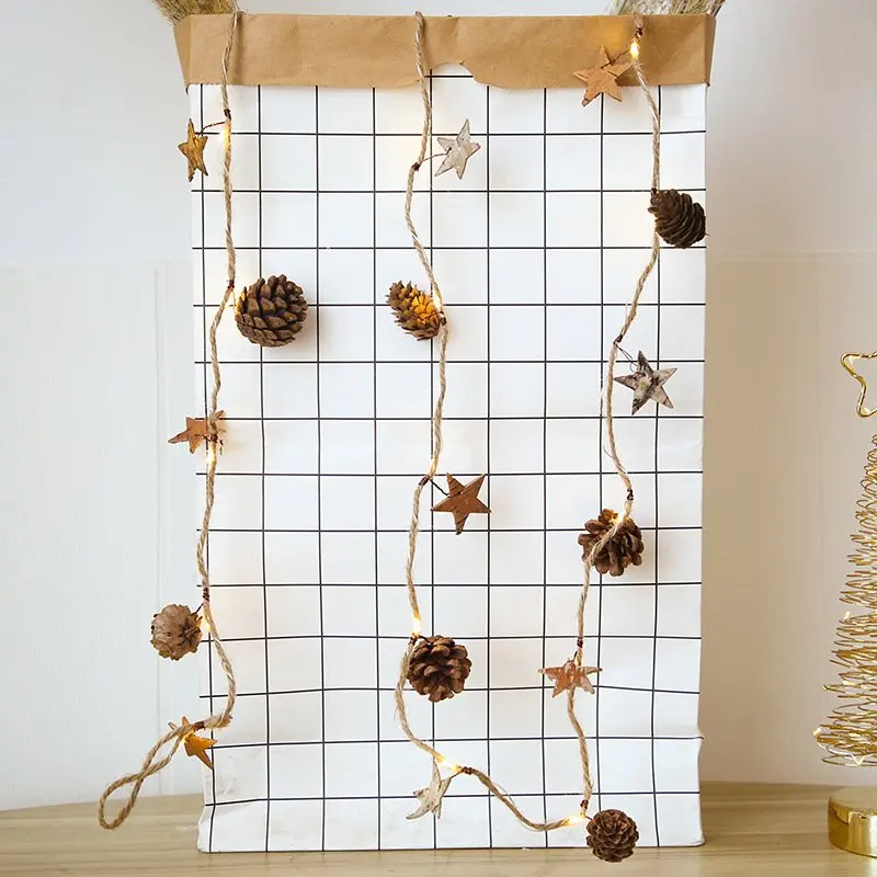 Pinecone Holiday Garland String LED Fairy Light Battery Powered For Outdoor Decoration Christmas Tree Patio Garden Halloween