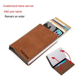 Bycobecy portafoglio in pelle con nome personalizzato portafoglio magnetico da uomo porta carte di credito Rfid custodia in alluminio con fermasoldi porta carte