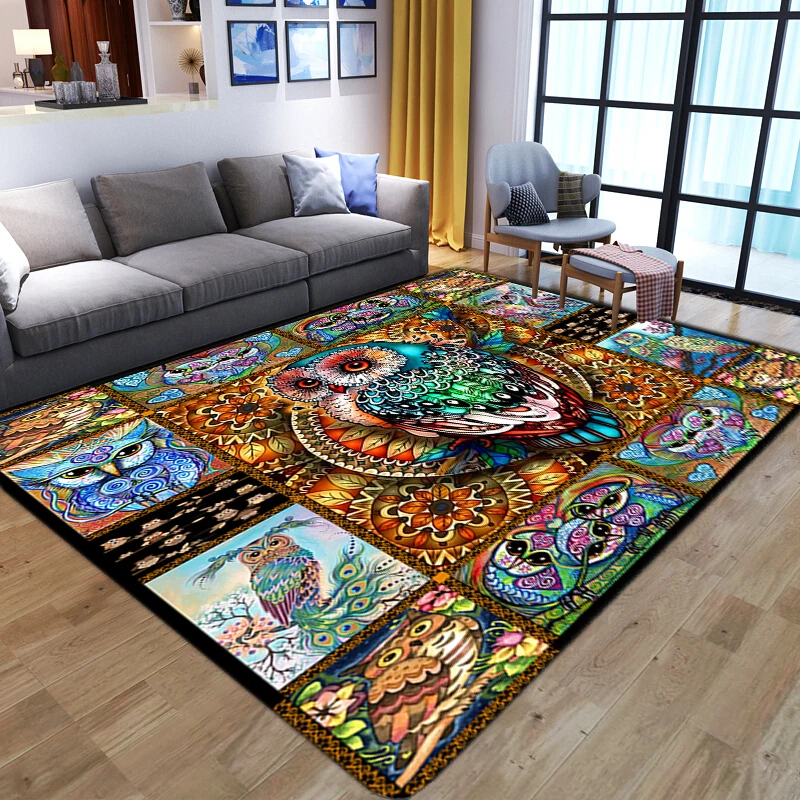 

3D великолепные ковры в виде совы, коврик для входной двери, Красочные нескользящие моющиеся коврики для пола, гостиной, спальни, прикроватного столика, дивана, Декоративные Мягкие Коврики