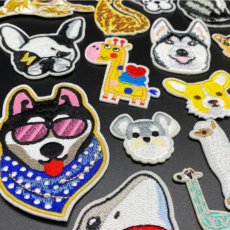 Dog Cat Alpaca Squirrel Shark Animal Patch Cartoon Badges Embroidery Applique Ironing Clothing Sewing Supplies Kids Decorative