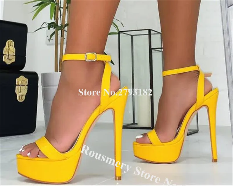 

Girls Charming Fashion Open Toe One Strap High Platform Stiletto Heel Sandals Yellow Gold Super High Heel Sandals Dress Shoe