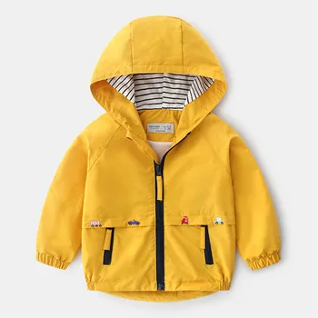Boys Hooded Windbreaker Jacket 2 Boys Spring Autumn Coats Kids Jackets Toddler Hooded Windbreaker With Pocket Children Zipper Outerwear Baby Clothes 2-7 Years 2