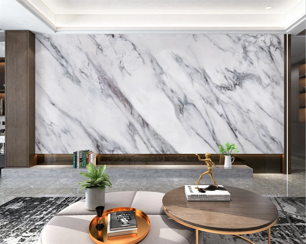 beibehang papel de pared Custom Modern Jazz White Marble Stone Board Hanging TV Bedroom Background Wallpaper