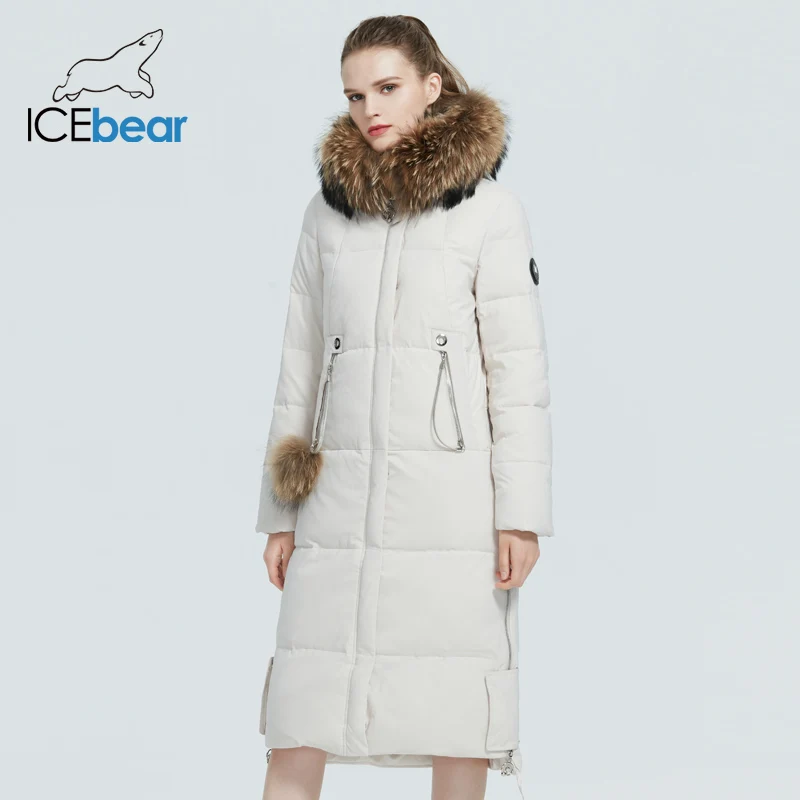 ICEbear-Casaco impermeável com gola de pele para mulheres, parka quente, roupas da moda, inverno, GWD20263D, 2023