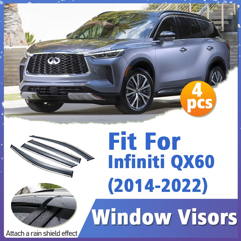 

Оконный козырек для Infiniti QX60 2014-2022, вентиляционная крышка, отделка, навесы, защита от солнца, дождя, дефлектор, автоаксессуары