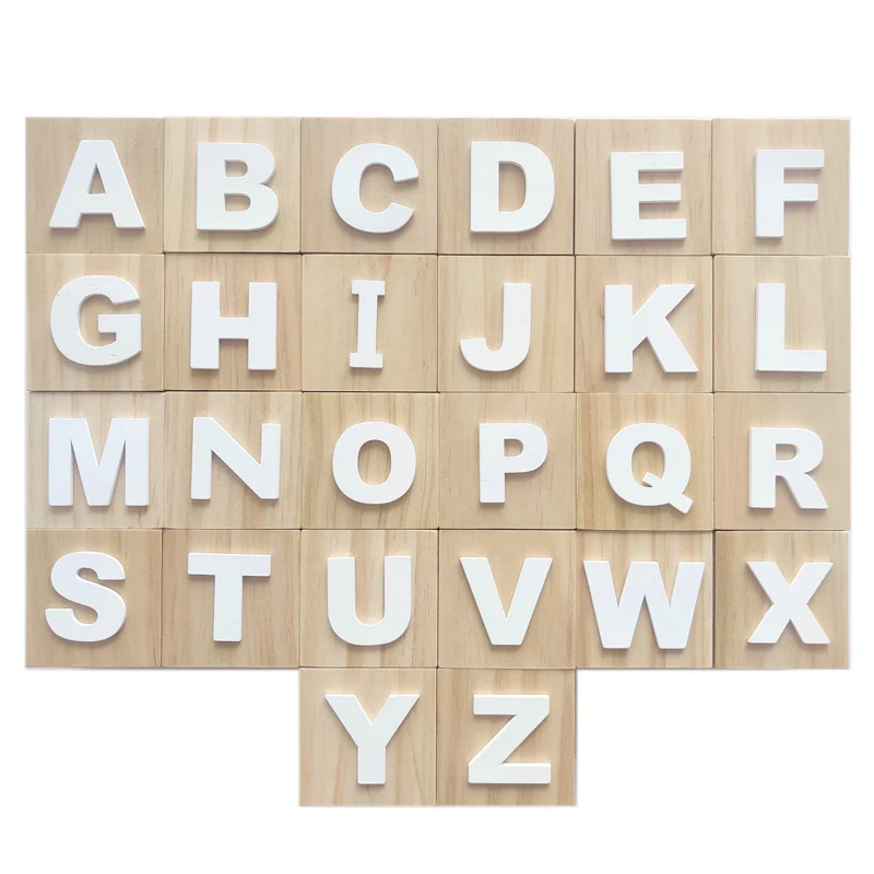 

6x6x6CM Wooden ABC Blocks Wooden Baby Alphabet Letters Building Cubes Preschool Learning Toys Toddlers Gift Photography Props