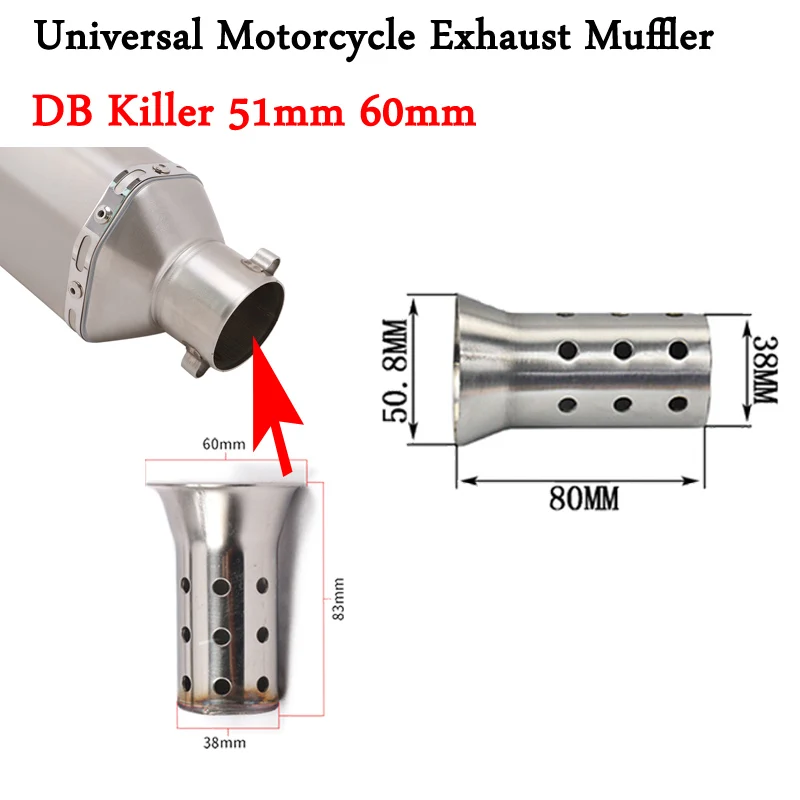 Universal Stainless Steel 51mm 60mm Exhaust Pipe Muffler DB Killer Silencer For Honda YAMAHA Kawasaki Suzuki Benelli DUKE BMW