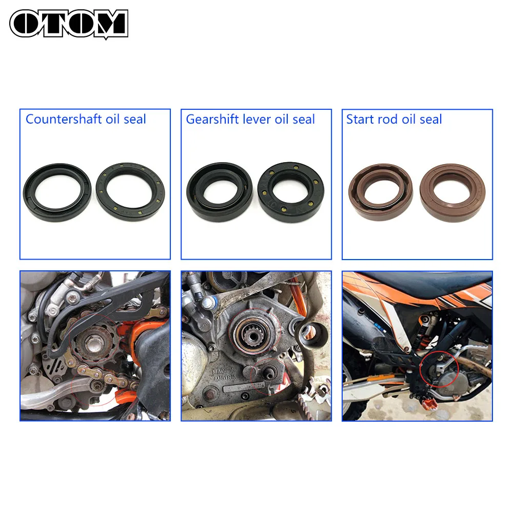 OTOM 6Pcs in Set Oil Seal For KTM 250 400 450 520 525 540 Dirt Bike Motorcycle Engine Countershaft Gear Shift Start Lever Parts