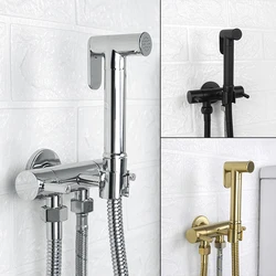 Brushed Gold Bidet Bathroom Hand Shower Bidet Toilet Sprayer Hygienic Shattaf Bidet Tap Wall Mount Cold Bidet Faucet Grey Color