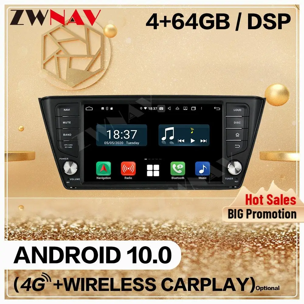 Carplayer 128GB For Skoda Fabia NJ3 2015 2016 2017 2018 Android 10 Multimedia Player  Audio Radio GPS Navi Head Unit Auto Stereo