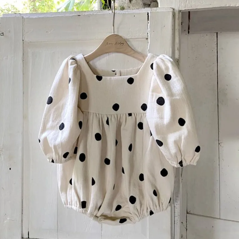 

2024 Autumn New Baby One Piece Newborn Bodysuit Polka Dot Infant Girls Cotton Clothes Toddler Kids Long Sleeve Jumpsuit 0-24M