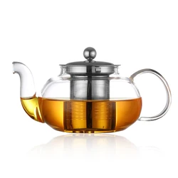 600/800ml Heat Resistant Glass Teapot Flower Tea Set Kettle Coffee Tea Pot Drinkware Set Stainless Steel Strainer Teapot