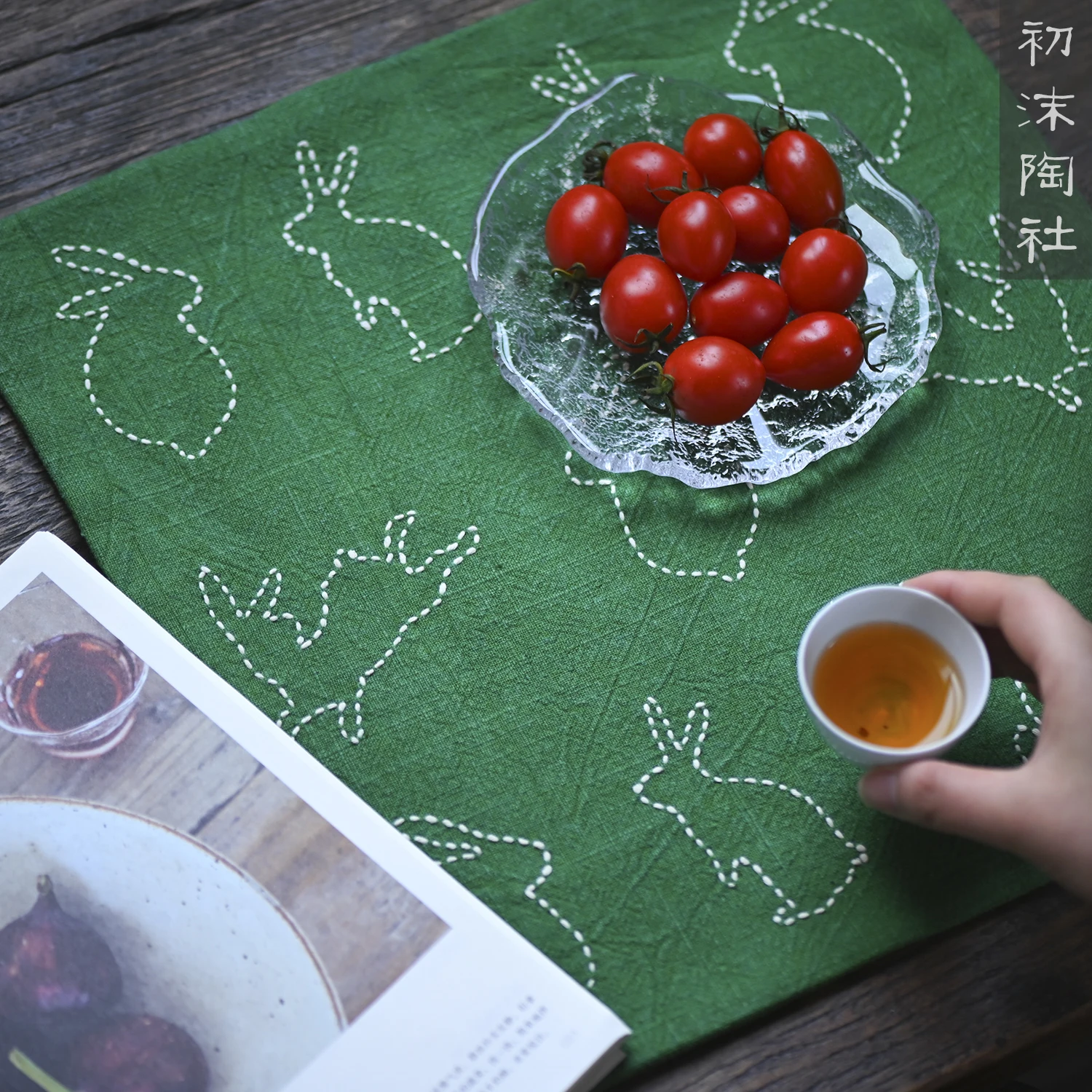 ★★★beginning of the stab son embroider tea table animals eat mat table mat r manual cloth art tea tea ceremony with zero