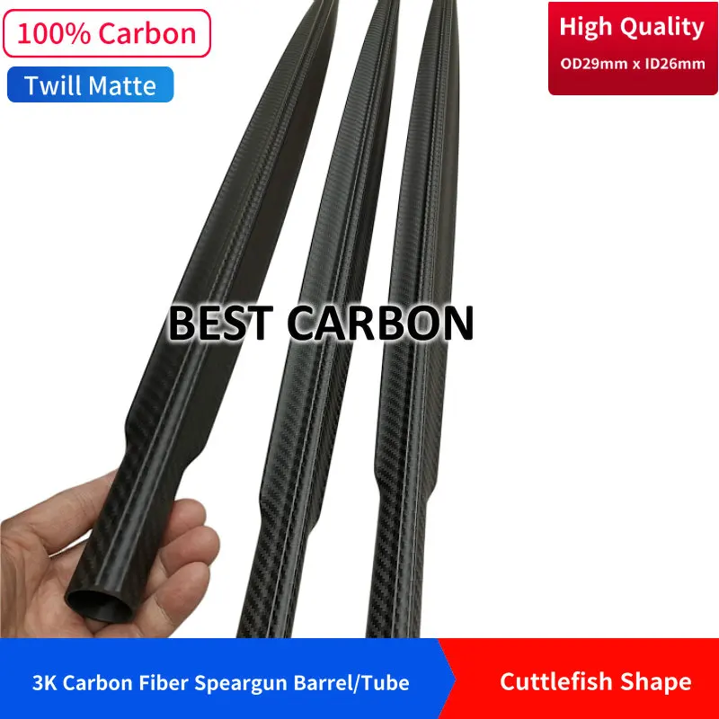 High quality cuttlefish Shape 29mmx26mm Twill Matte 3K Carbon Fiber spearfishing barrel, speargun tube, railguns