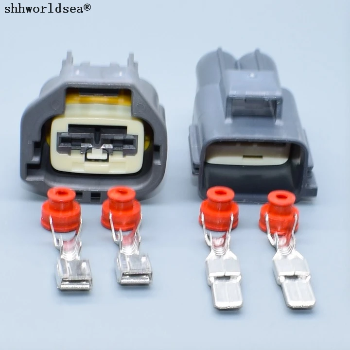 shhworldsea 2 Pin 6.3mm  Automotive Electrical Wire Connector 6.3 MM Female Plug 7283-5596-10 7282-5596-10 With Pins And Seals