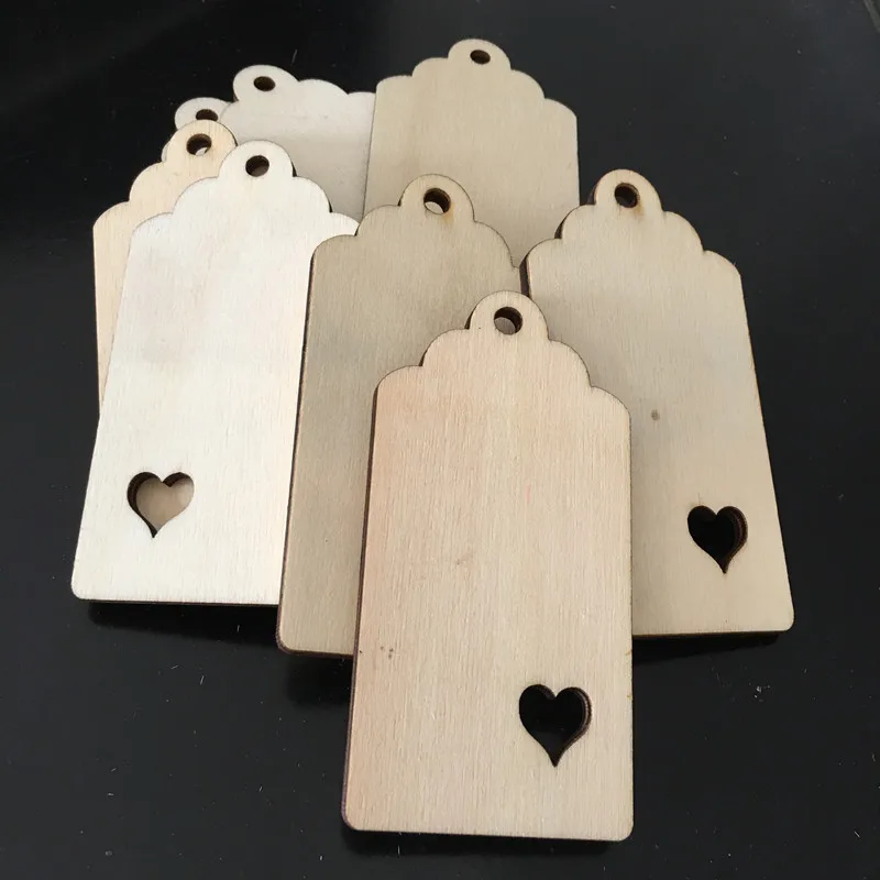 10pcs Kraft Wood Tags Craft Hang Tags with Jute Twine, Writable Display Labels for Gifts, Wedding Valentine\'s Day Tags