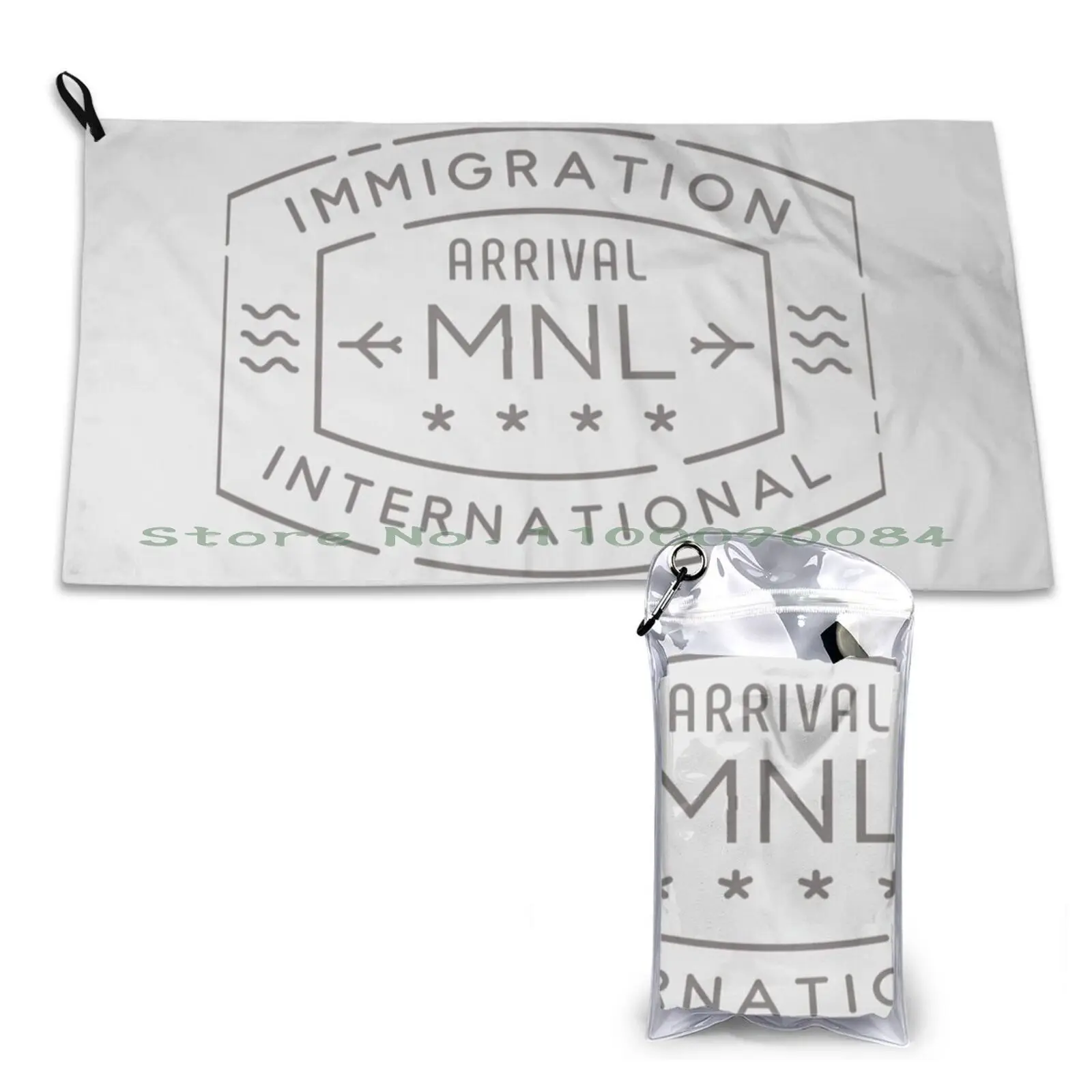 Mnl , Manila , Philippines , Airport Immigration International Arrival Passport Stamp Quick Dry Towel Gym Sports Bath Portable